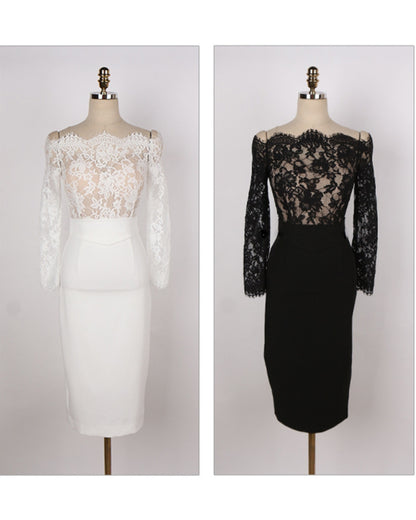 エレガントレースタイトドレス【凛と華やぐ、大人のレースライン】