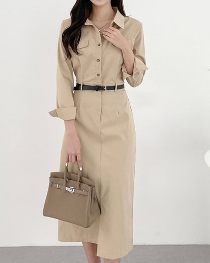 ウエストベルト・シャツワンピース【１枚できちんと見えが叶う実力派】