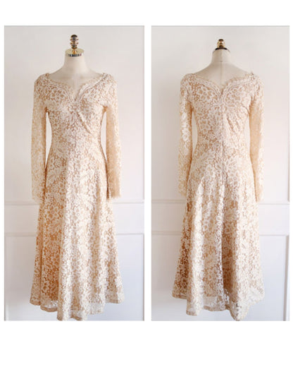 シアーレース切替ワンピース【上品に映える、透け感レース】