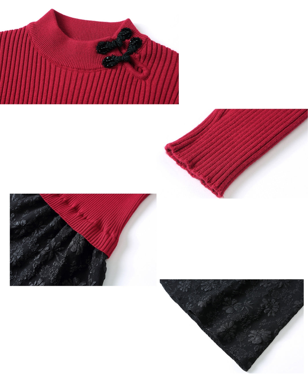 リブジャカードミディワンピース【コントラストが生む立体エレガンス】