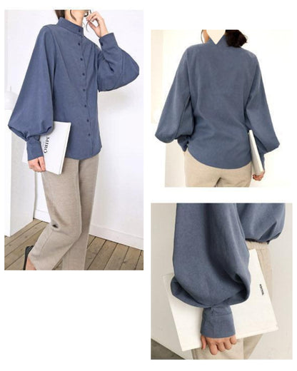 ボリューム袖ブラウス【凛と整う、大人の上品ブラウス】