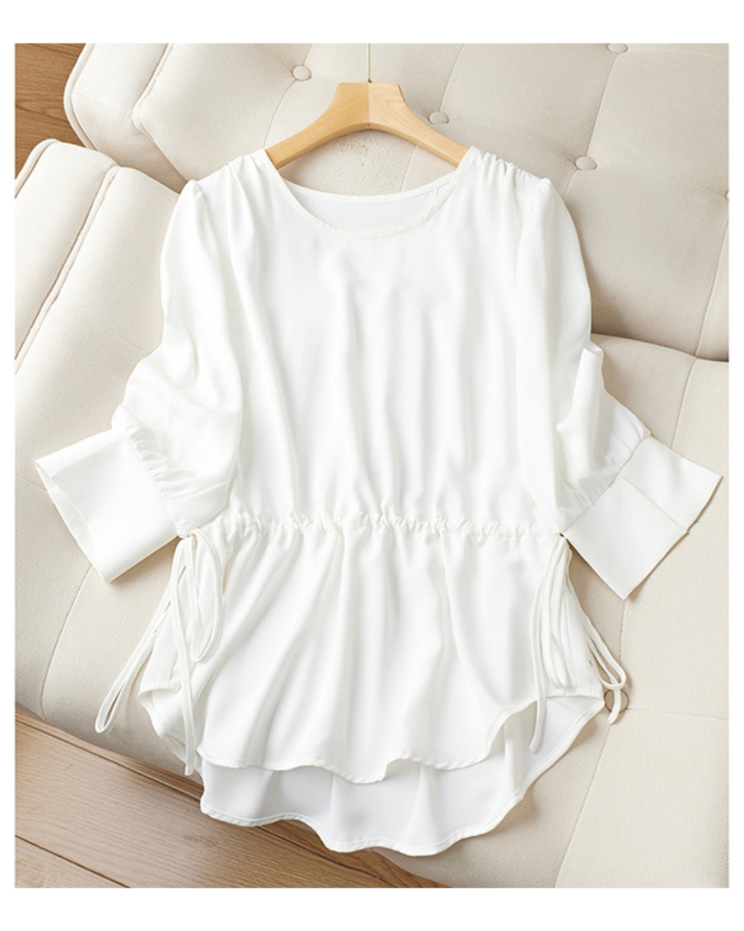 ウエストギャザーブラウス【きれい見えで体型カバーも叶える】