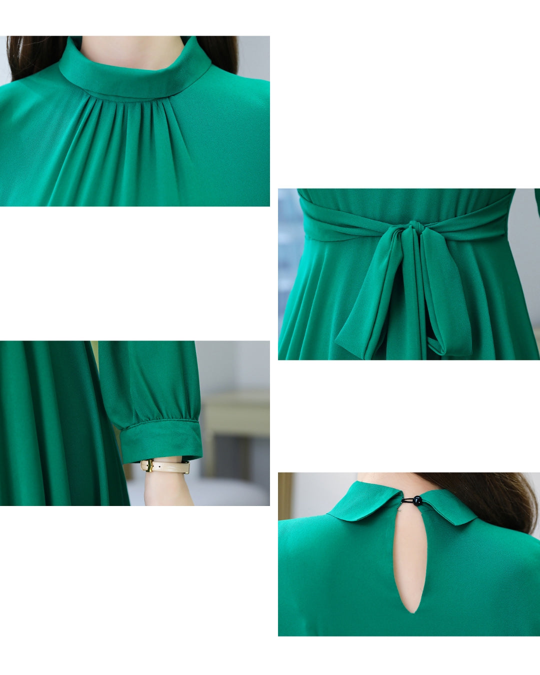 ロングシフォンワンピース【静かな華やぎを添える上品シルエット】