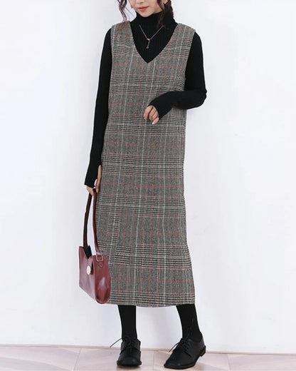 チェック柄ジャンパースカート【重ねるだけで決まる上品チェック柄】