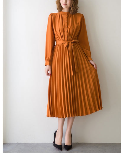 ウエストリボンプリーツワンピ【清楚なのに”ふんわり”華やぐ】