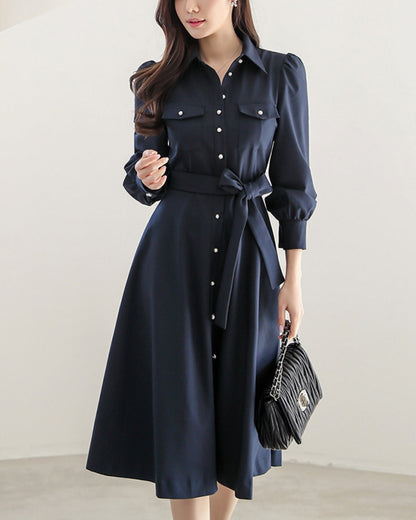 ウエストリボンワンピース【凛とした美しさを纏う】