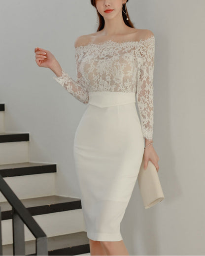 エレガントレースタイトドレス【凛と華やぐ、大人のレースライン】