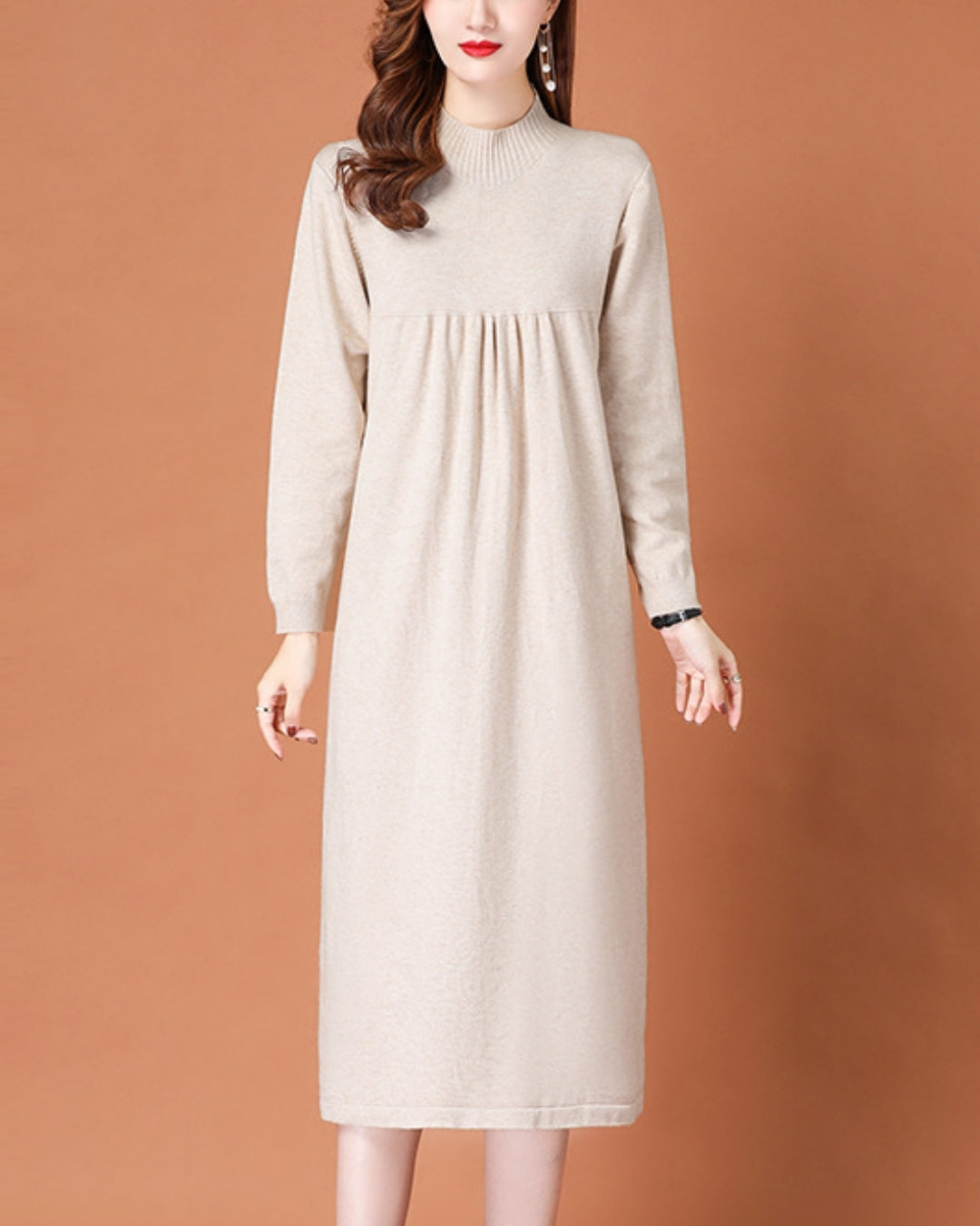 ハイネックニットワンピース【柔らかな温もりをまとう】