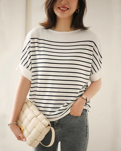 ボーダーニットトップス【一枚で大人のおしゃれ完成】