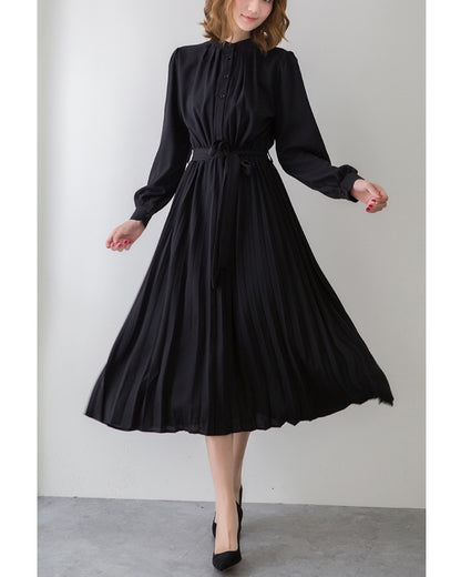 ウエストリボンプリーツワンピ【清楚なのに”ふんわり”華やぐ】