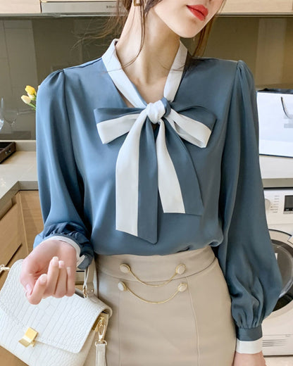 ボウタイリボンブラウス【首元リボンで、ふっと華やぐ】