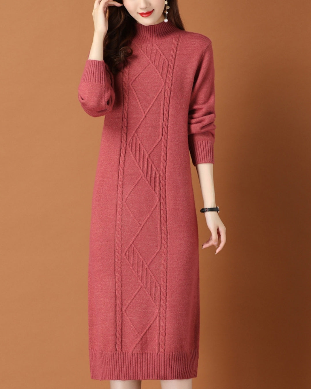 リブ編みニットワンイース【一枚で完成する洗練フェミニンスタイル】