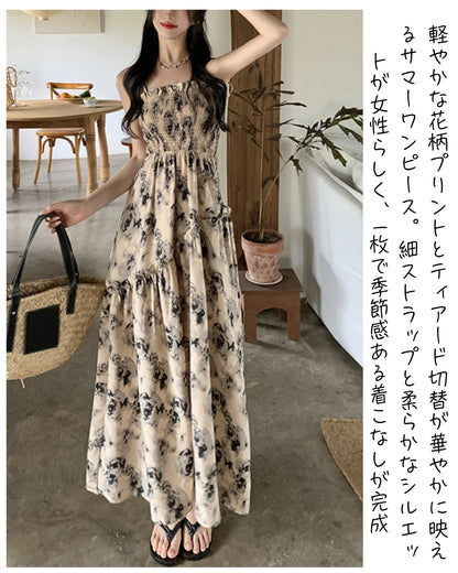 花柄ティアードサマーワンピ【涼やかに華やぐ、夏の主役ワンピ】