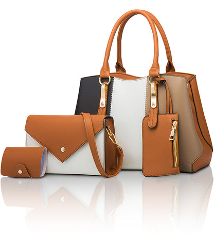 「しっとり艶めく」レザー調バッグ４点セット【いつもの日を華やかにする】