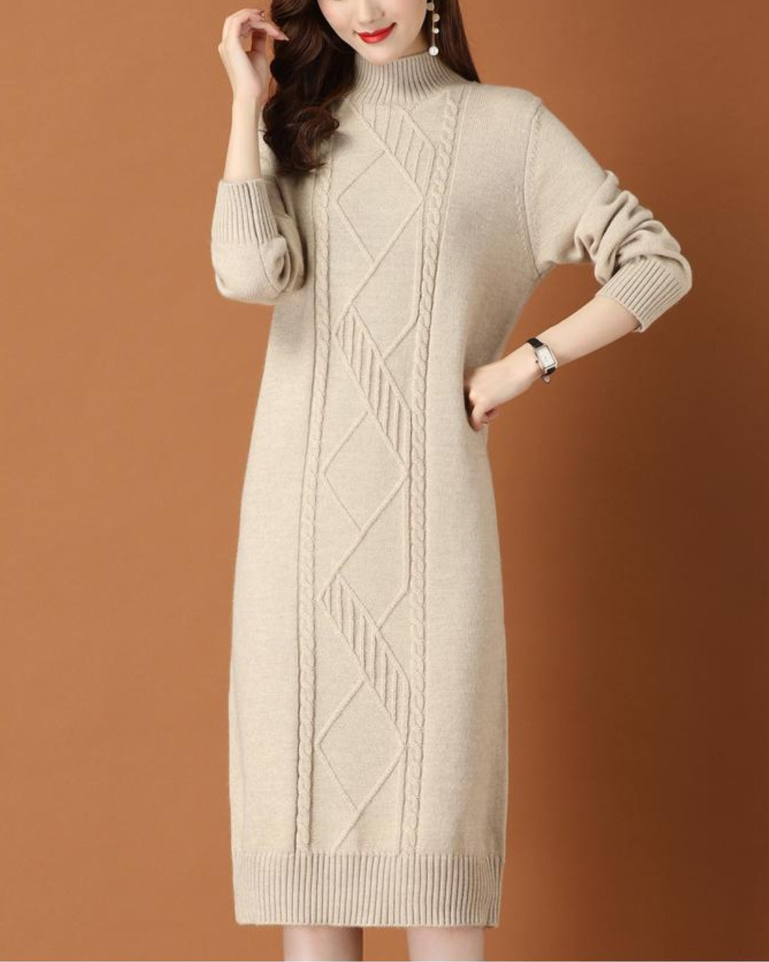 リブ編みニットワンイース【一枚で完成する洗練フェミニンスタイル】