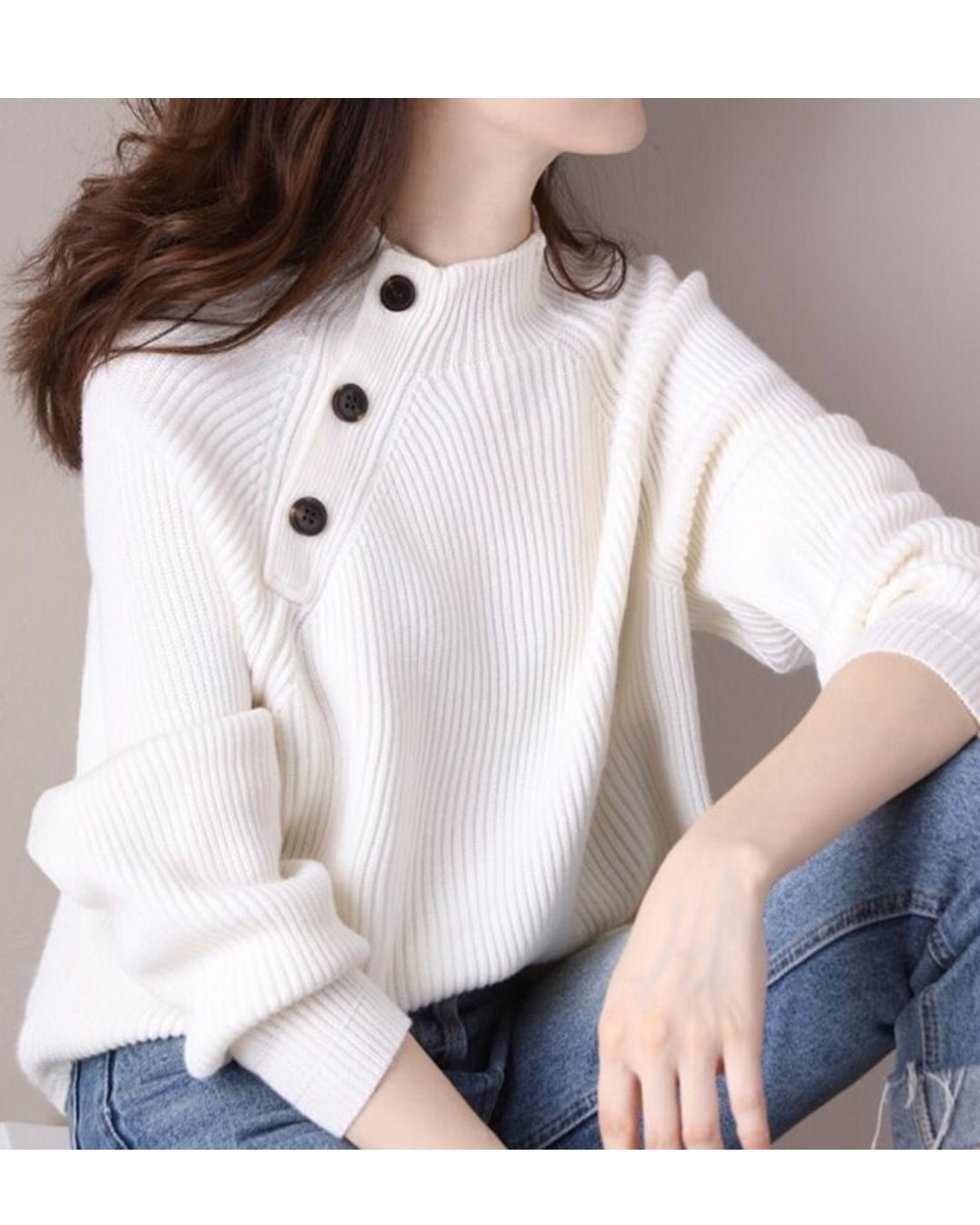 ショルダーボタンニット【ふんわり優しい肌触り】