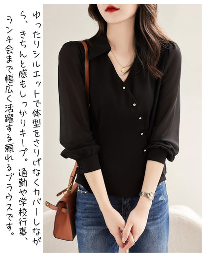 とろみシフォンブラウス【さらっと着るだけで上品見え】