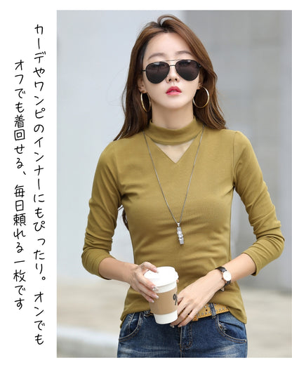 上品タイトニットトップス（美シルエット ＆ 細見せ）