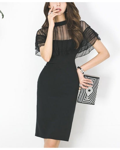 ブラックレースタイトドレス【近づくほど“黒の美しさ“が伝わる】