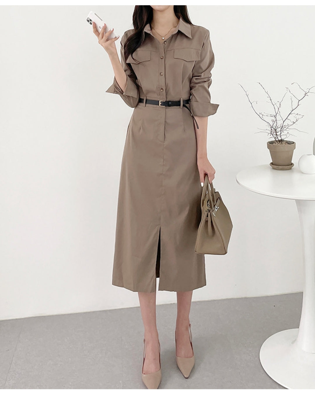 ウエストベルト・シャツワンピース【１枚できちんと見えが叶う実力派】