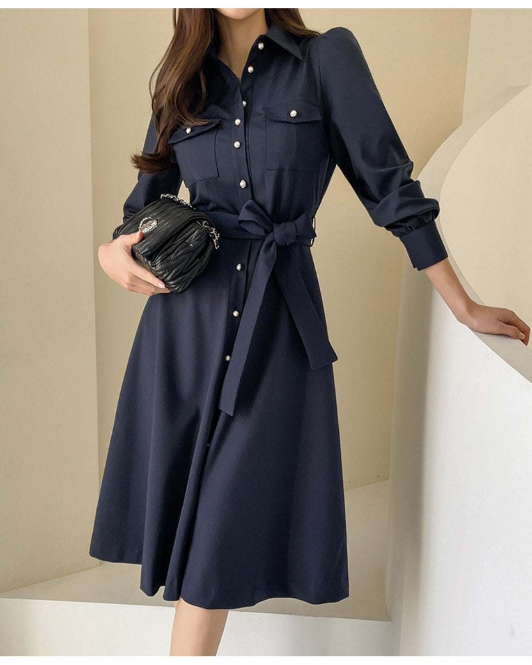 ウエストリボンワンピース【凛とした美しさを纏う】