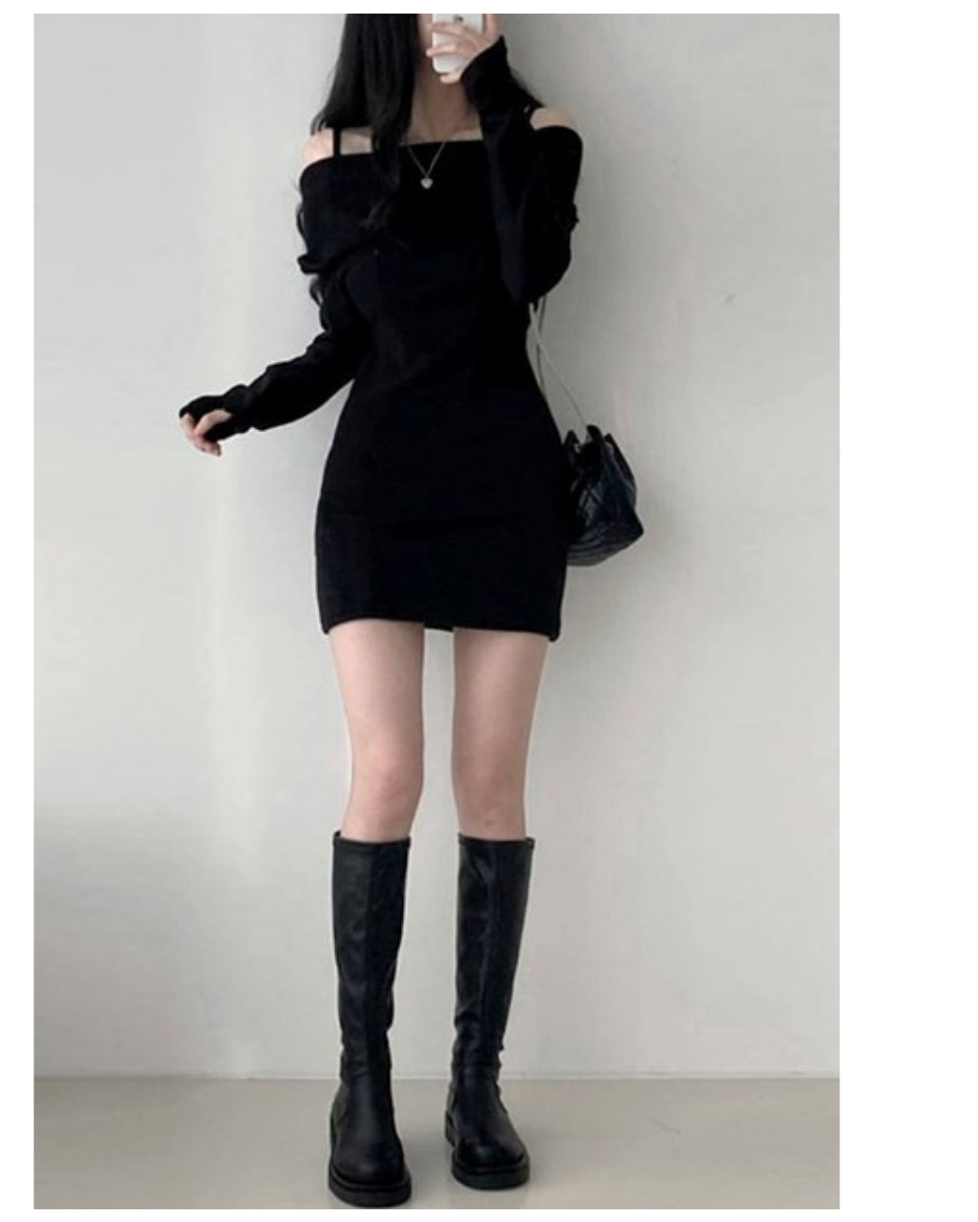 オフショルダーニットワンピース【洗練の肌見せで魅せる大人のエレガンス】