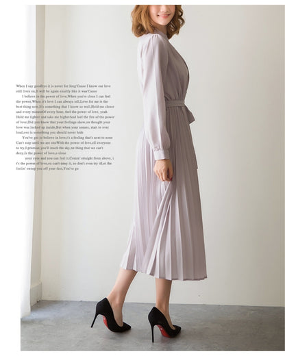 ウエストリボンプリーツワンピ【清楚なのに”ふんわり”華やぐ】