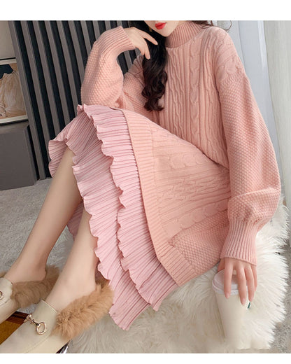 ロングニットフリルワンピース【大人フェミニン × 圧倒的存在感】