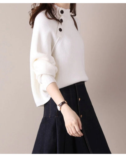 ショルダーボタンニット【ふんわり優しい肌触り】
