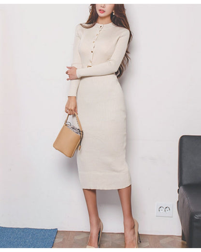 リブニットタイトワンピース【しなやかラインで魅せる大人フィミニティ】