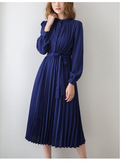 ウエストリボンプリーツワンピ【清楚なのに”ふんわり”華やぐ】