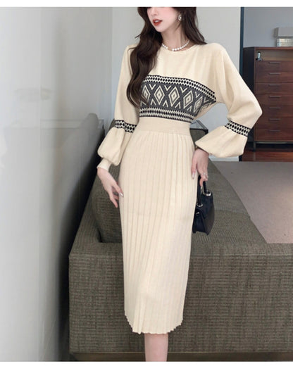 プリーツニットワンピース【上品さがふわりと香る大人のエレガンス】