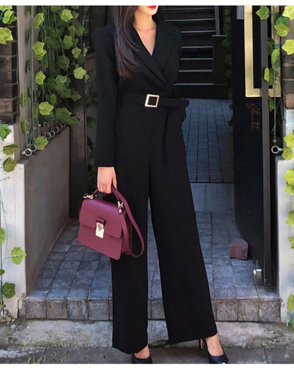 テーラードパンツドレス【凛とした佇まいで魅せるオールインワン】