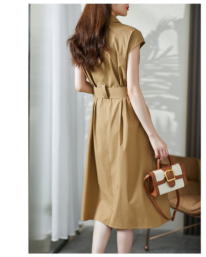 フレンチスリーブシャツワンピ【静かに差がつく、大人の完成形】