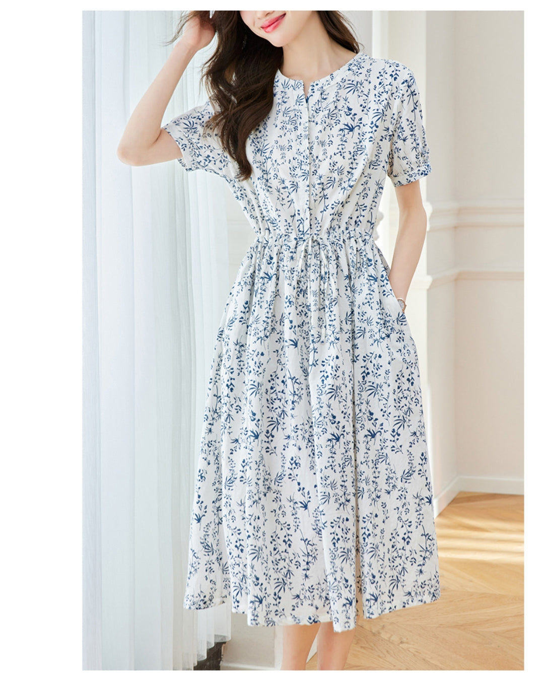 やわらかコットン花柄ワンピース【さらっと着られてちゃんと華やぐ】