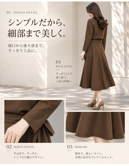 ドレープネック・フレアワンピース【一枚で叶える、上品で美しい大人の装い】