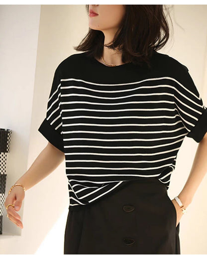 ボーダーニットトップス【一枚で大人のおしゃれ完成】