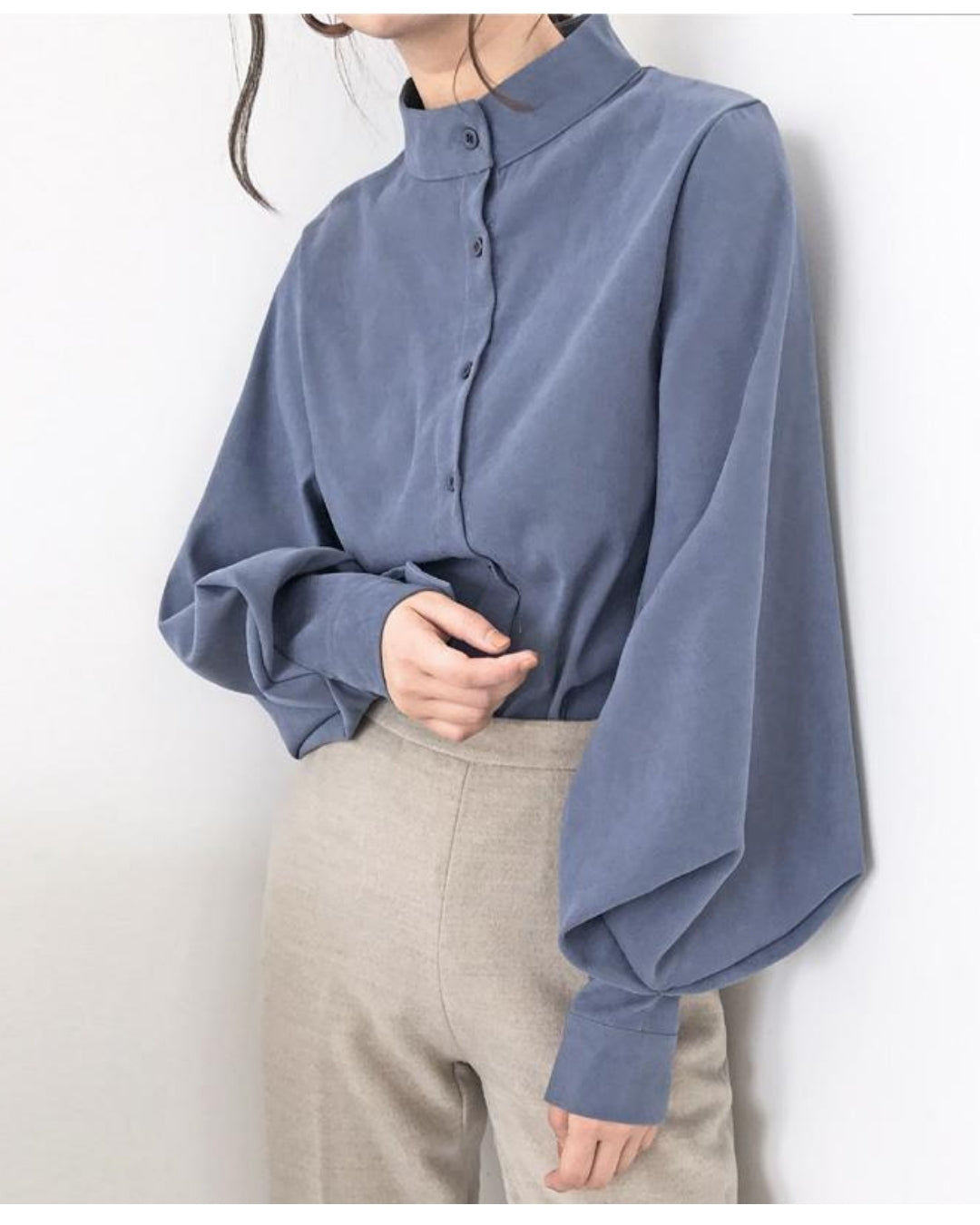 ボリューム袖ブラウス【凛と整う、大人の上品ブラウス】