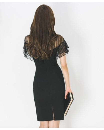 ブラックレースタイトドレス【近づくほど“黒の美しさ“が伝わる】