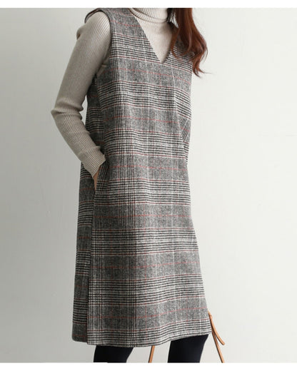 チェック柄ジャンパースカート【重ねるだけで決まる上品チェック柄】