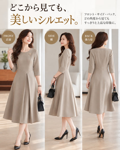 シルエット美ラインワンピース【すっきり見えで差がつく40代の上品フォーマル】