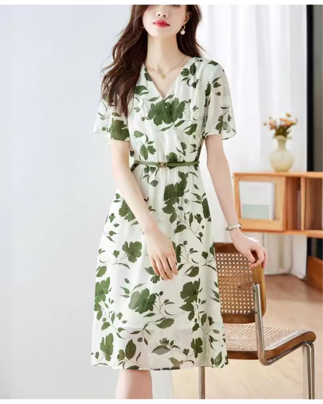 花柄シフォンフレアワンピース【さらっと着るだけで涼しげ上品