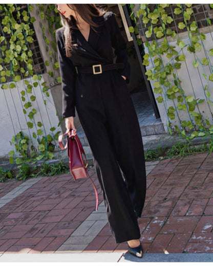 テーラードパンツドレス【凛とした佇まいで魅せるオールインワン】