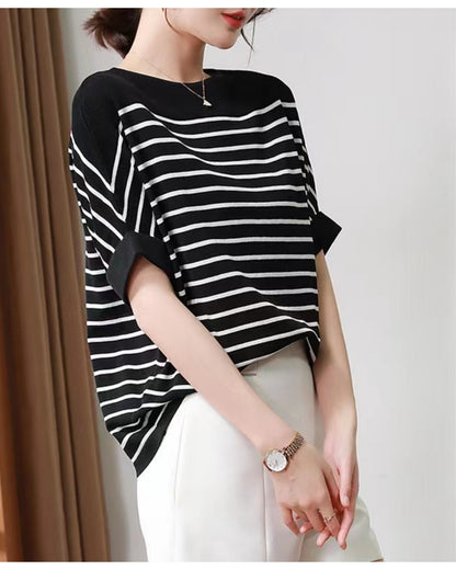 ボーダーニットトップス【一枚で大人のおしゃれ完成】