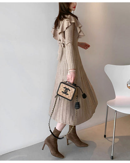 ショルダーフリルニットワンピース【ふんわり肩フリルで魅せる】