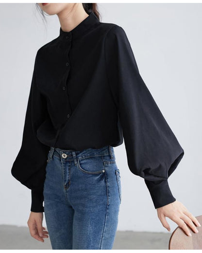 ボリューム袖ブラウス【凛と整う、大人の上品ブラウス】