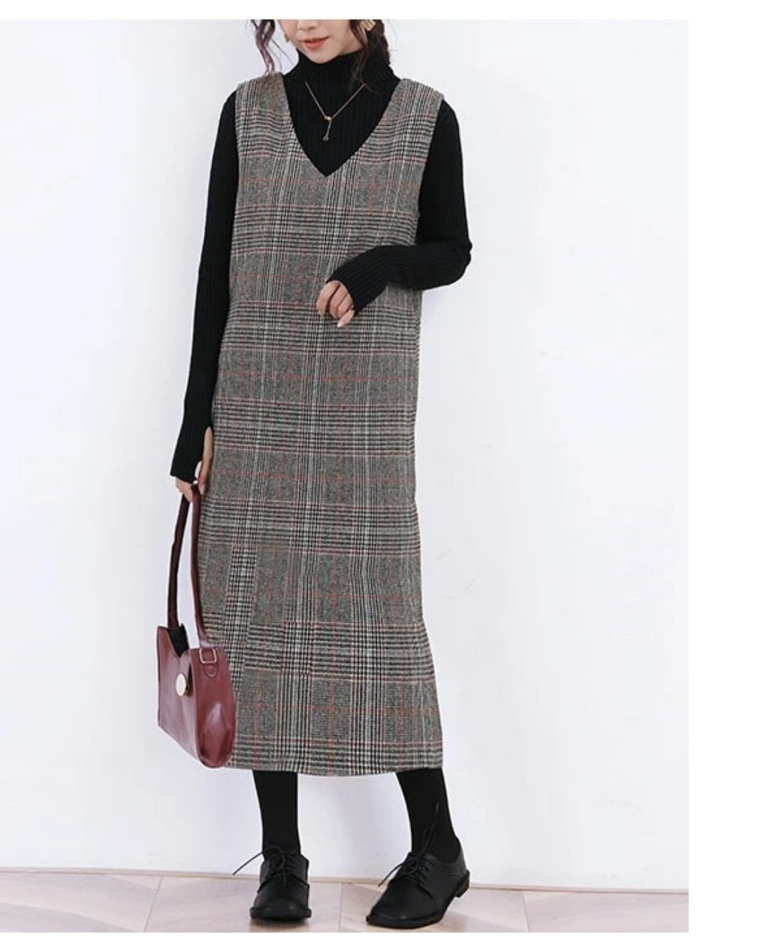 チェック柄ジャンパースカート【重ねるだけで決まる上品チェック柄】