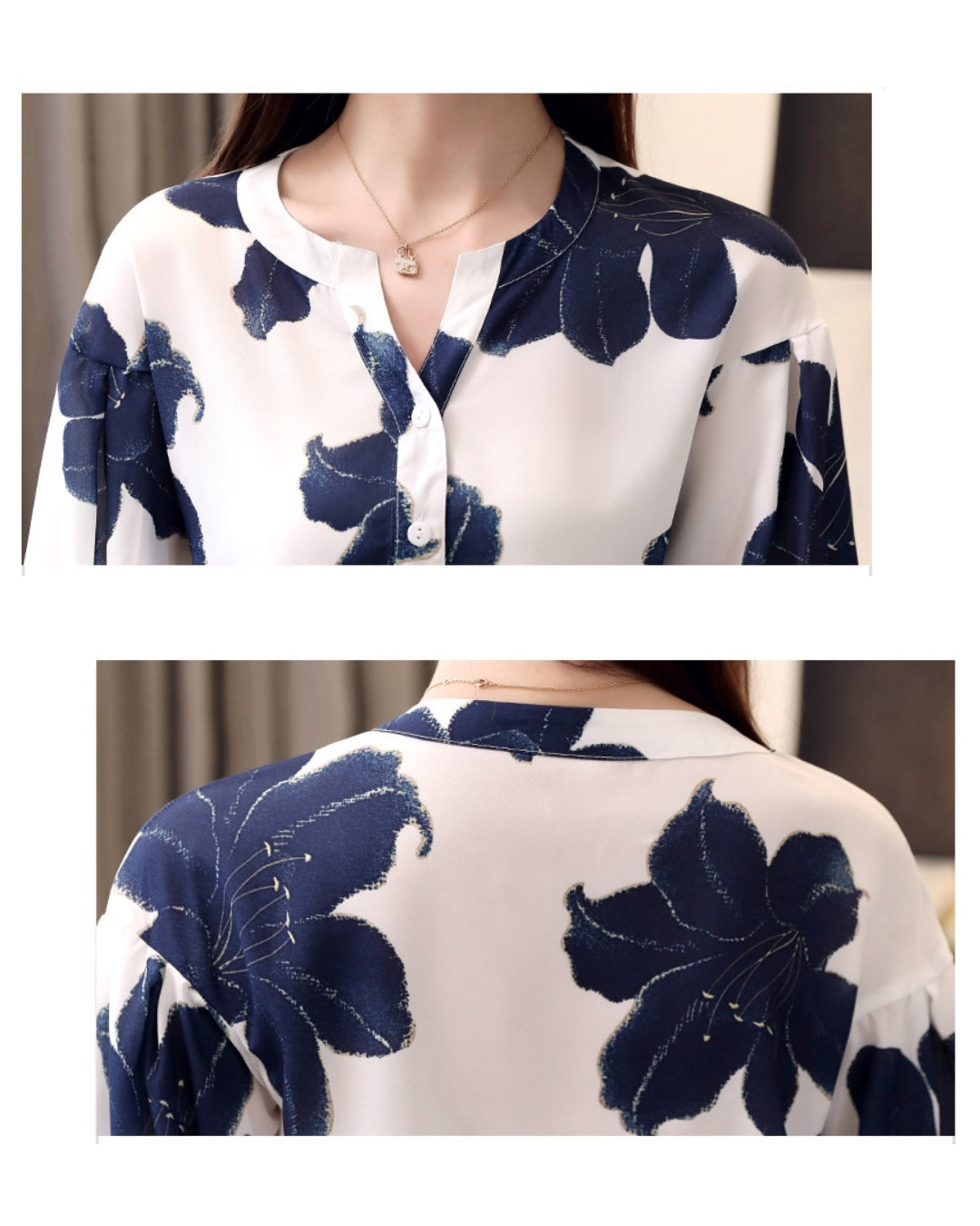 花柄シフォンブラウス【着るだけで、上品に映える】