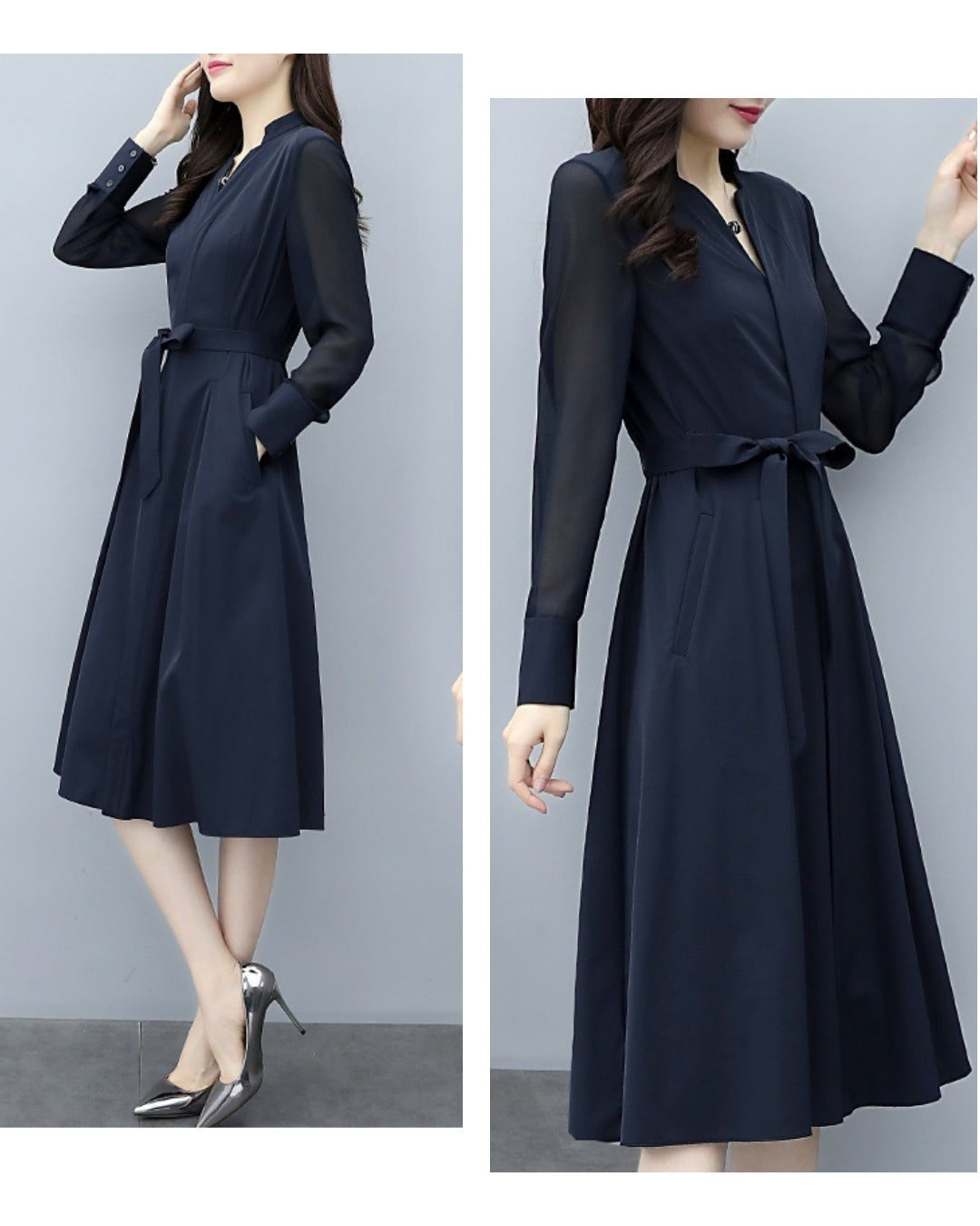 シアースリーブフレアワンピース【品よく細見えを叶える】