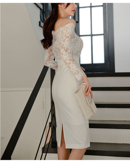 エレガントレースタイトドレス【凛と華やぐ、大人のレースライン】